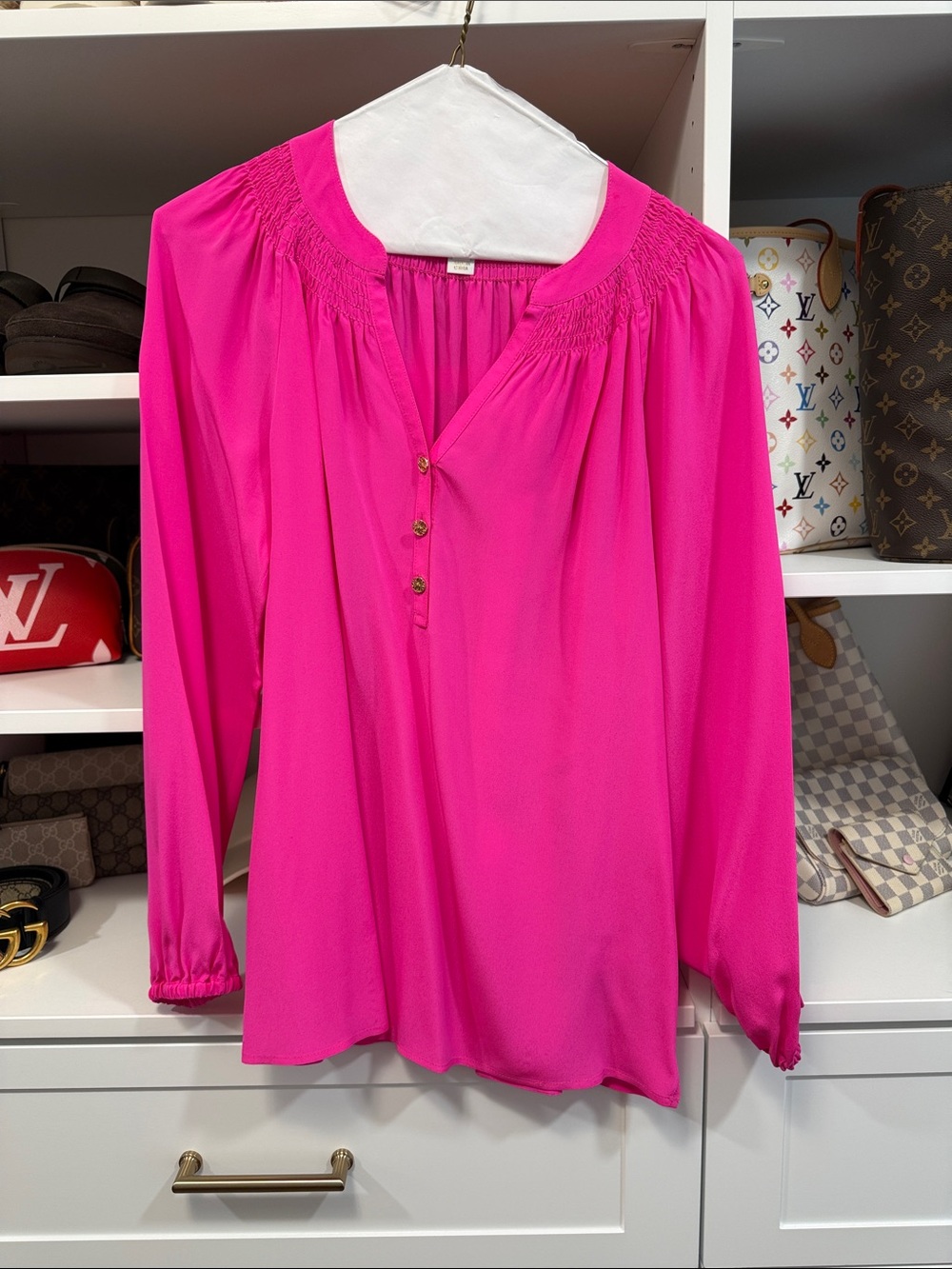 Lilly Pulitzer Elsa Silk Blouse Hot Parigi Prosecco Pink Gorgeous Like New